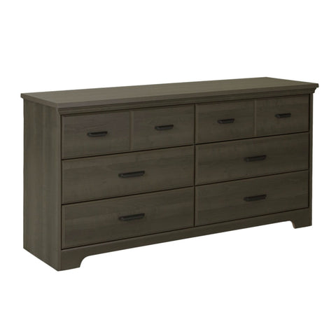 Bedroom 6-Drawer Double Dresser Wardrobe Cabinet in Grey Maple Finish