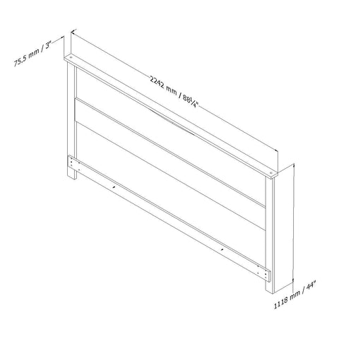 King size Contemporary Headboard in White Wood Finish