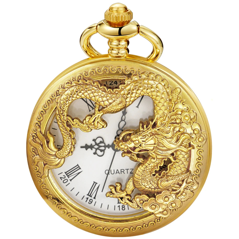 Silver Dragon-Shaped Pocket Watch