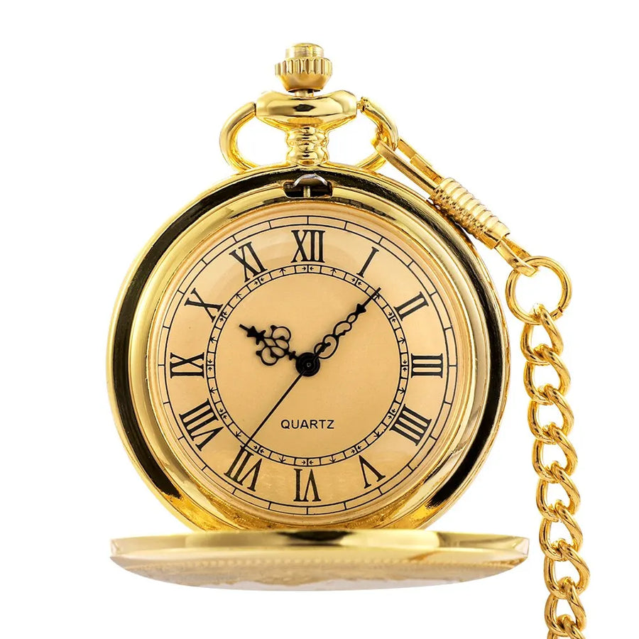 Antique Steampunk Roman Numeral Quartz Pocket Watch