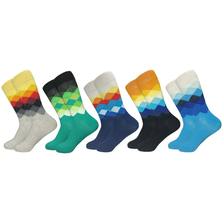 5 Pairs Novelty Men's Cotton Colorful Pattern Socks