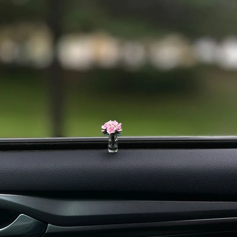 Cute Car Interior Decoration Mini Rose Sunflower Vase Auto