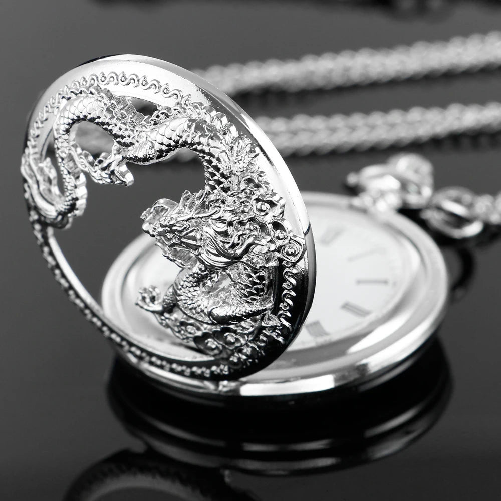 Silver Dragon-Shaped Pocket Watch