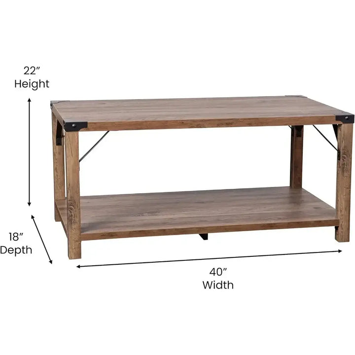 2-Tier Coffee Table with Rustic Oak Engineered Wood Frame