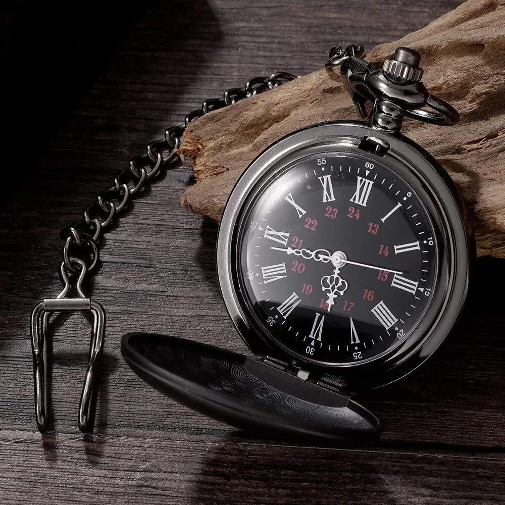 Classic Pocket Watch: Smooth Steel Fob Chain for Men & Women