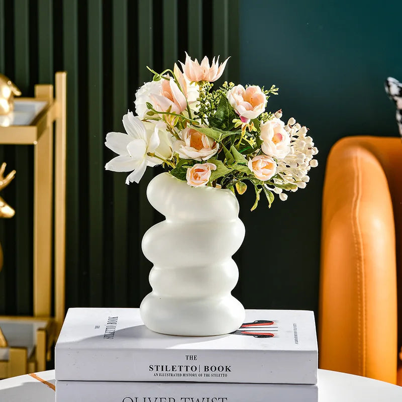 Plastic Spiral White Vase for Home Decoration