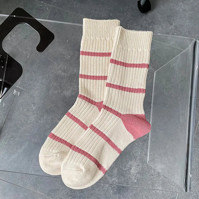 Long Cute Stripe Cotton Socks