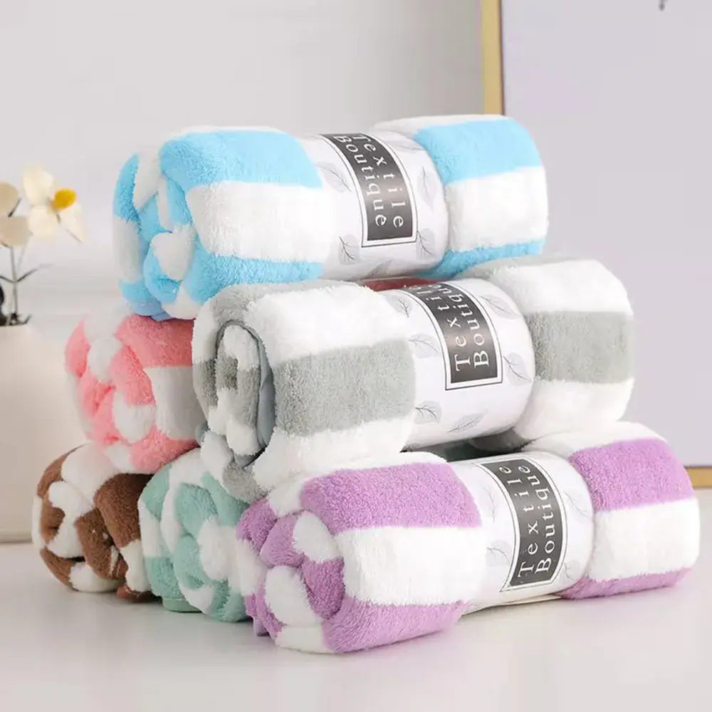 Striped Quick-Dry Bath Towel Set - Soft Microfiber Towels