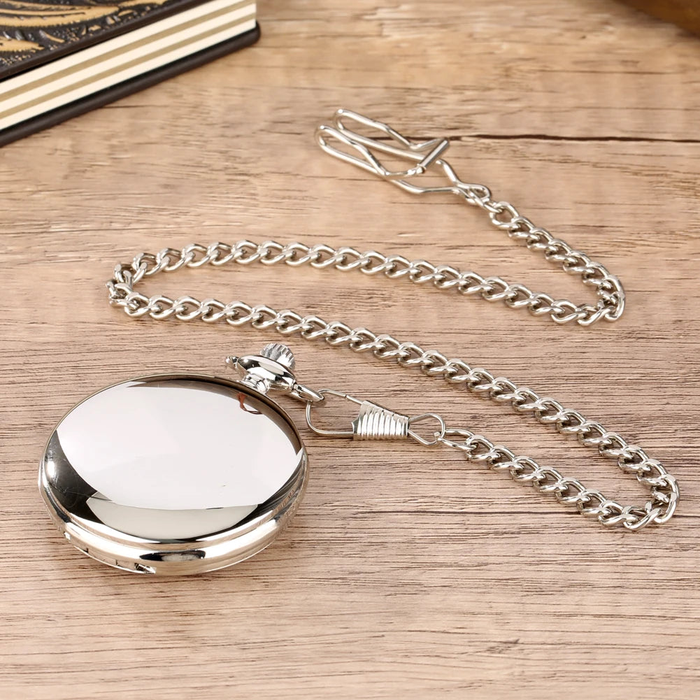 Silver Red Lucky Cloud Quartz Pocket Watch for Men