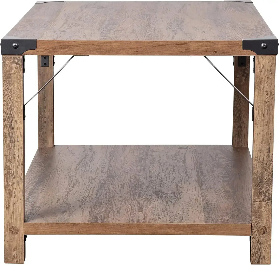 2-Tier Coffee Table with Rustic Oak Engineered Wood Frame