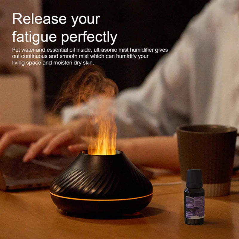 Volcanic Aroma Diffuser & USB Humidifier with Flame Light