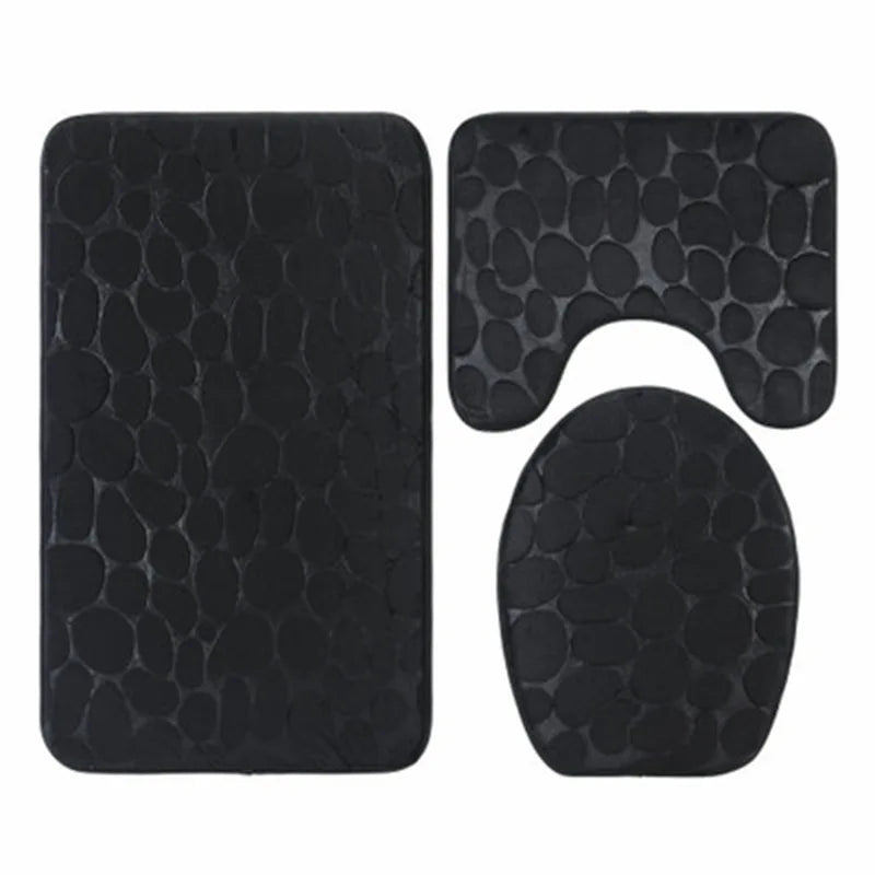 Luxurious 3-Piece Cobblestone Bath Mat Set