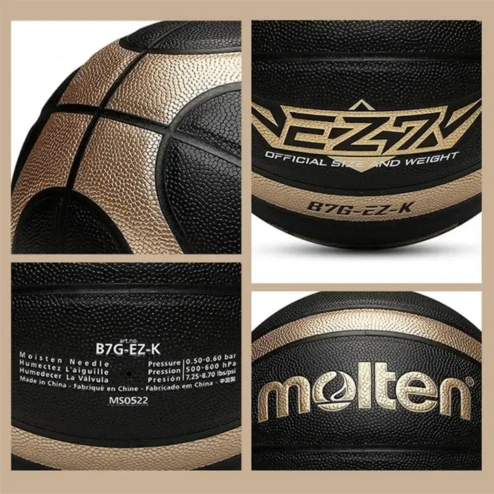 Molten Size 5 - 7 Basketball Black Gold PU Outdoor & Indoor