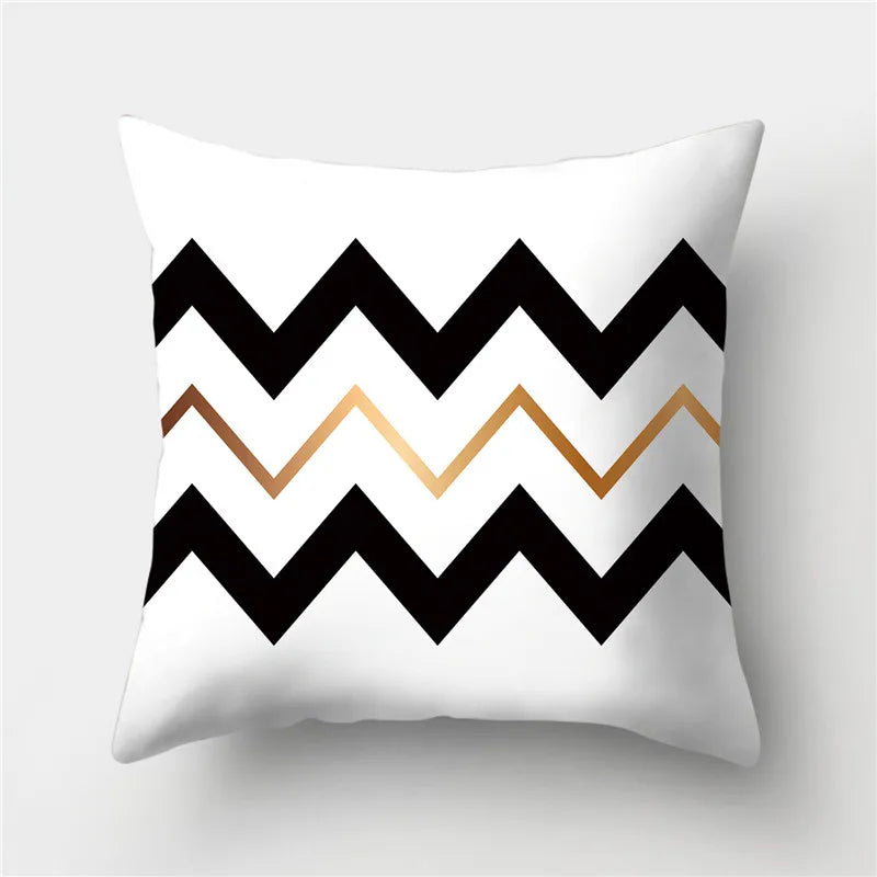 Black-Gold Geometric Cushion Cover