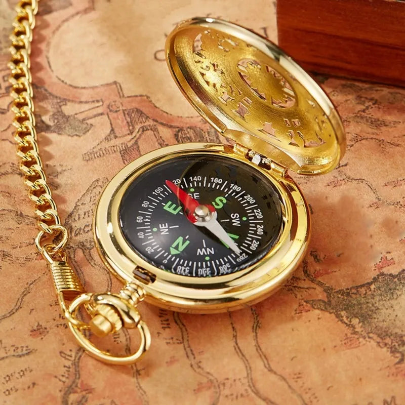 Vintage Bronze Compass Pocket Watch for Outdoors and Hiking