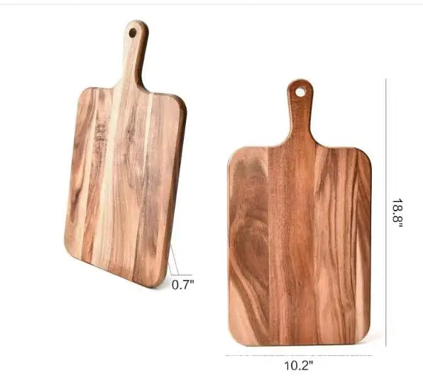 Acacia Wood Cutting Board - Charcuterie Serving Tray with Handle