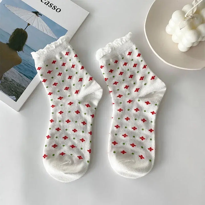 Cute White Women Cotton Socks