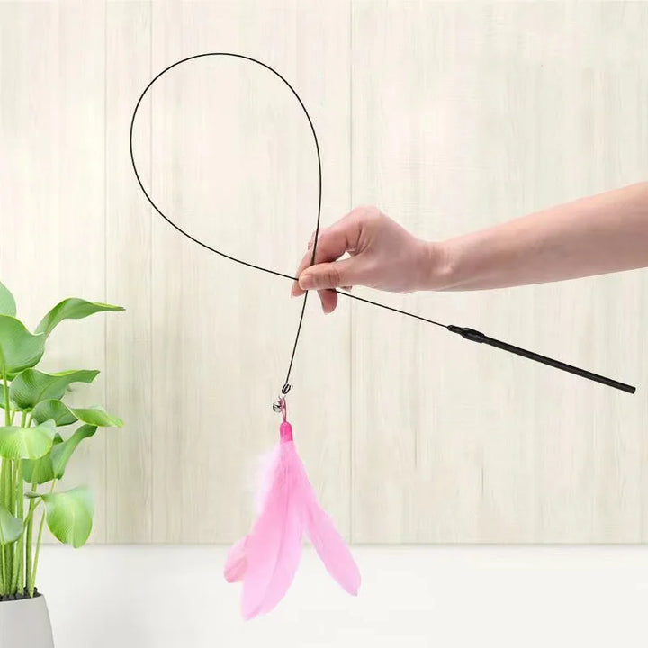 Interactive Cat Feather Wand Toy Set with Suction Cup