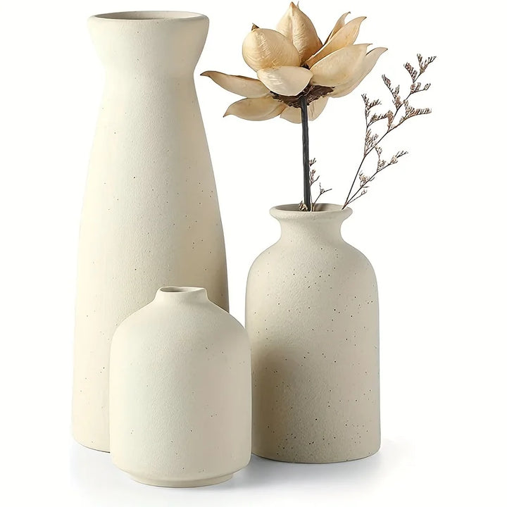 Rustic Ceramic Flower Vases - Set of 3