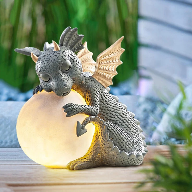 Dragon Resin Meditation Statue: Outdoor Garden Decor