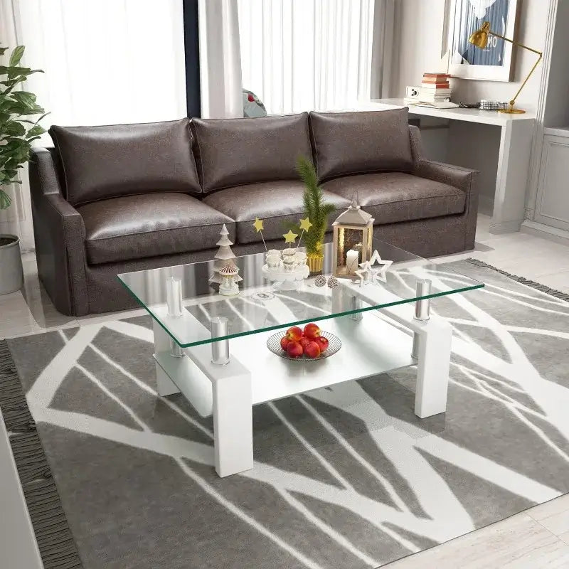 2-Tier Modern Side Coffee Table for Living Room