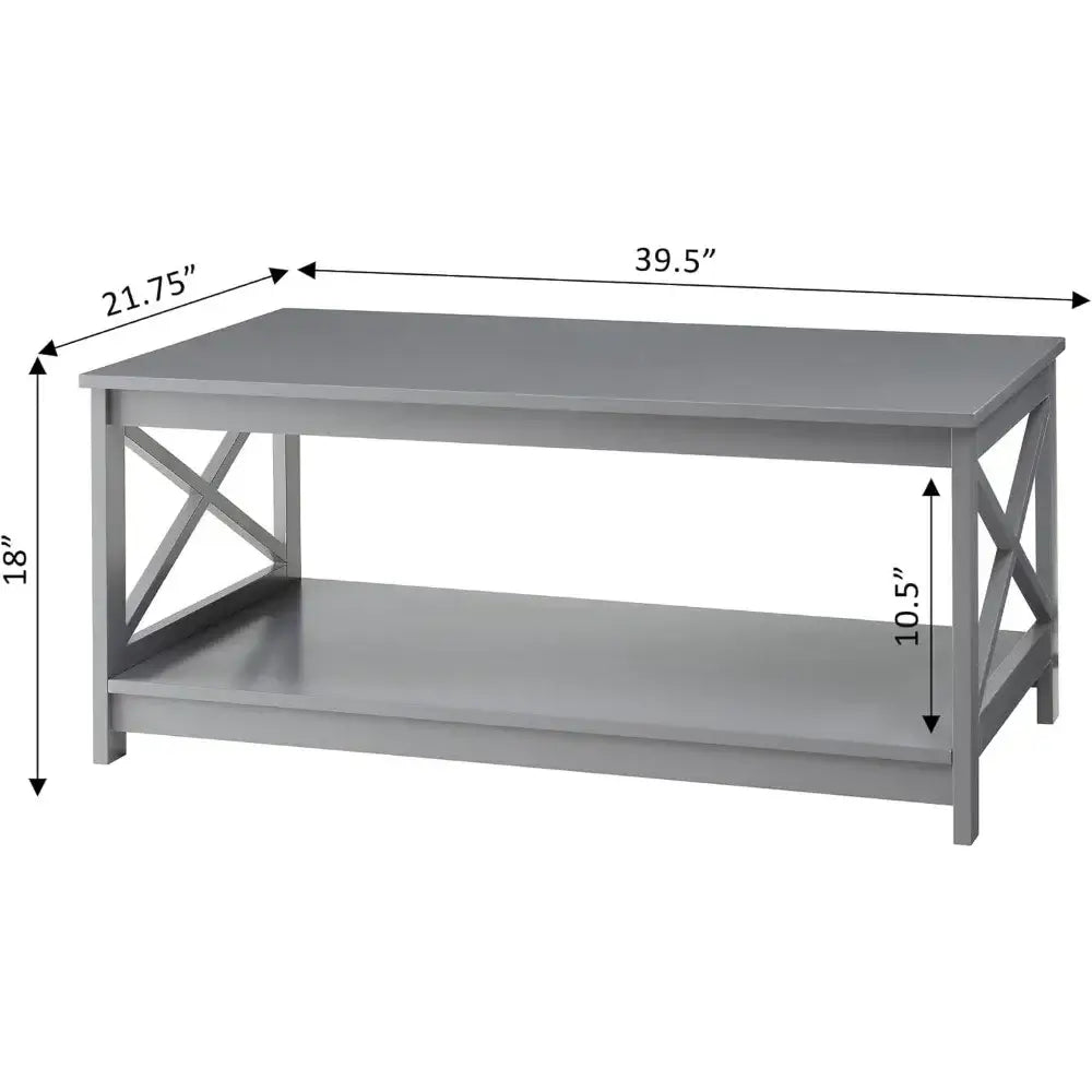 Oxford Coffee Table With Shelf, Gray