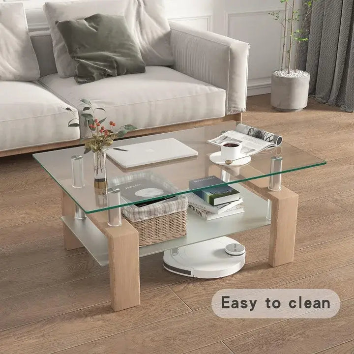 2-Tier Modern Side Coffee Table for Living Room