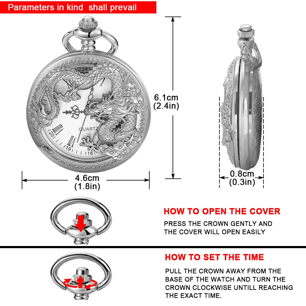 Silver Dragon-Shaped Pocket Watch