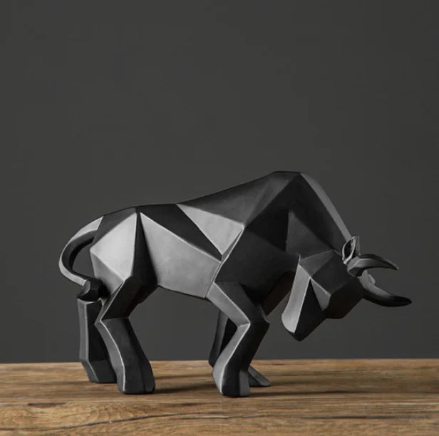 Resin Bull Statue: Bison Sculpture Decor | Abstract Figurine