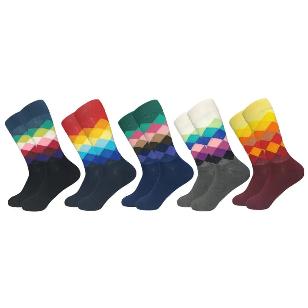 5 Pairs Novelty Men's Cotton Colorful Pattern Socks