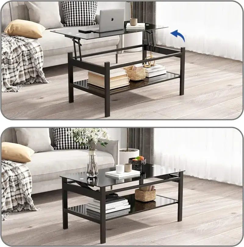 2-Tier Modern Side Coffee Table for Living Room