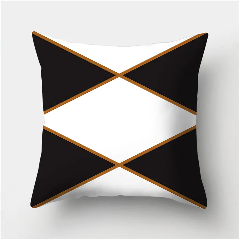 Black-Gold Geometric Cushion Cover