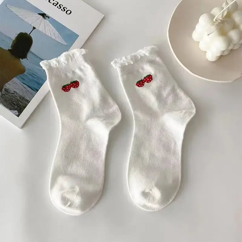 Cute White Women Cotton Socks