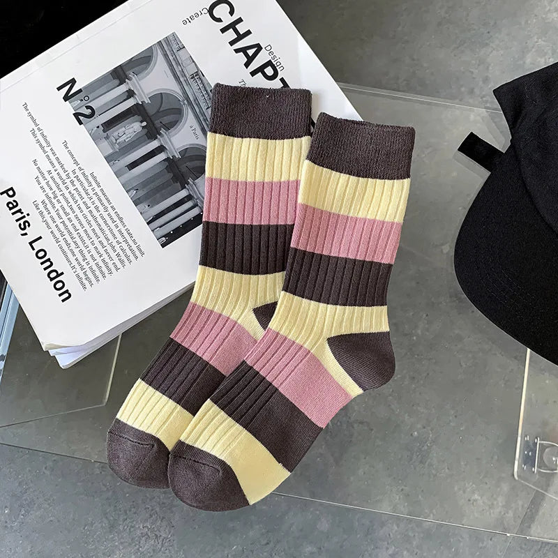 Long Cute Stripe Cotton Socks