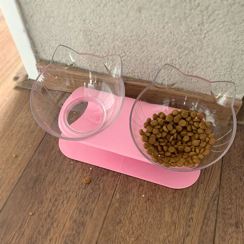 Non-Slip Double Pet Bowl with Stand - for Food and Drink