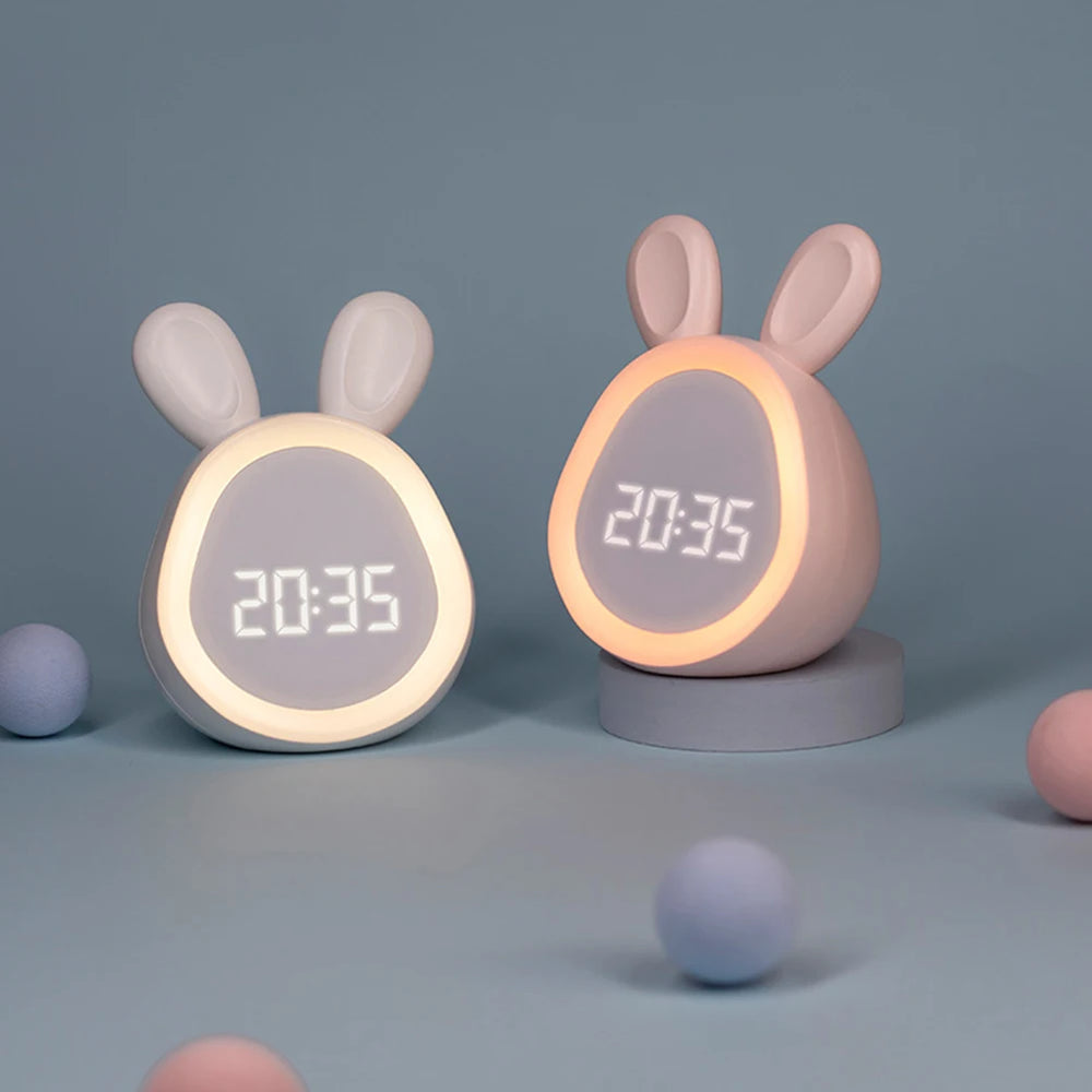 Cute Rabbit Alarm Clock with Night Light