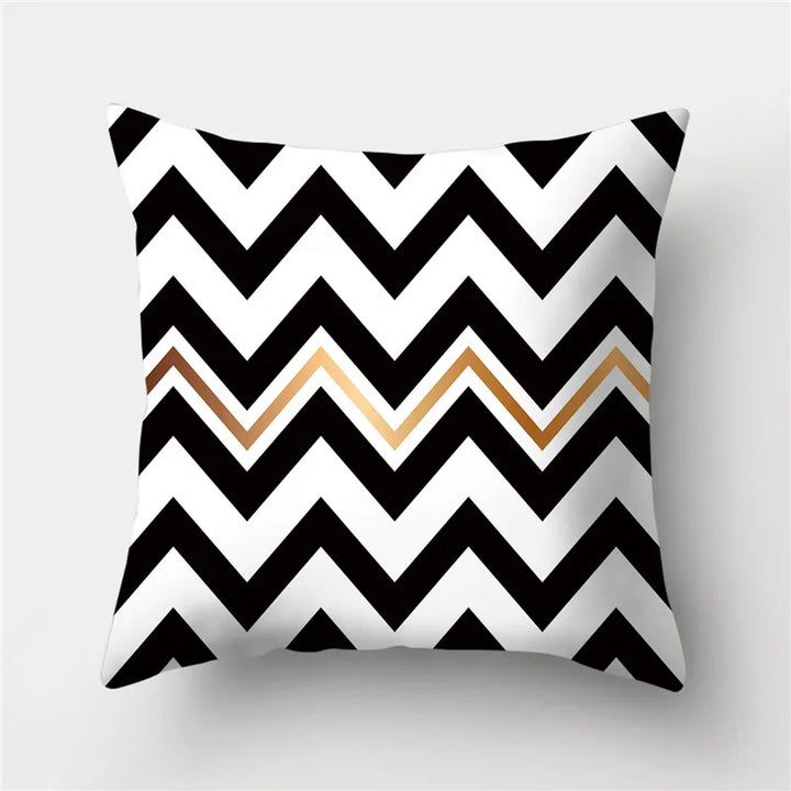 Black-Gold Geometric Cushion Cover