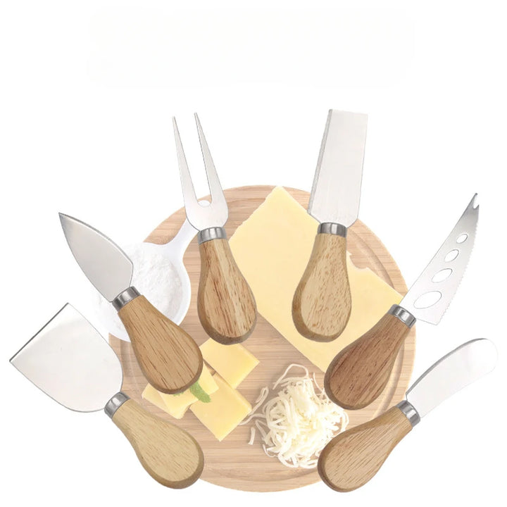 Oak Cheese Knife Set: 4pcs/6pcs of Cheese and Butter Knives