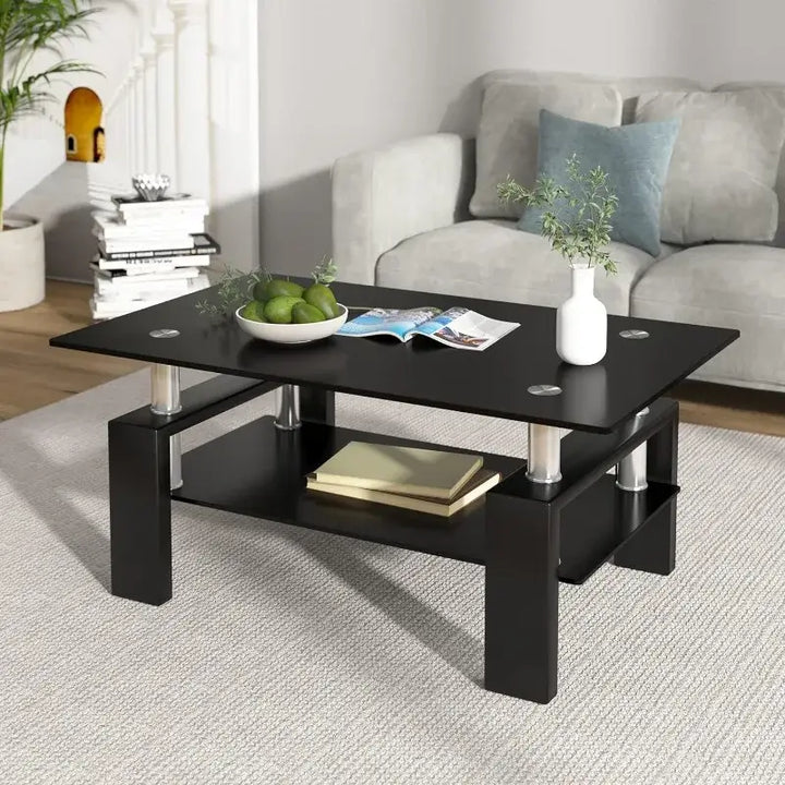 2-Tier Modern Side Coffee Table for Living Room