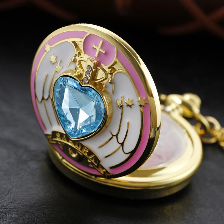 Sapphire Charming Girl Warrior Quartz Pocket Watch