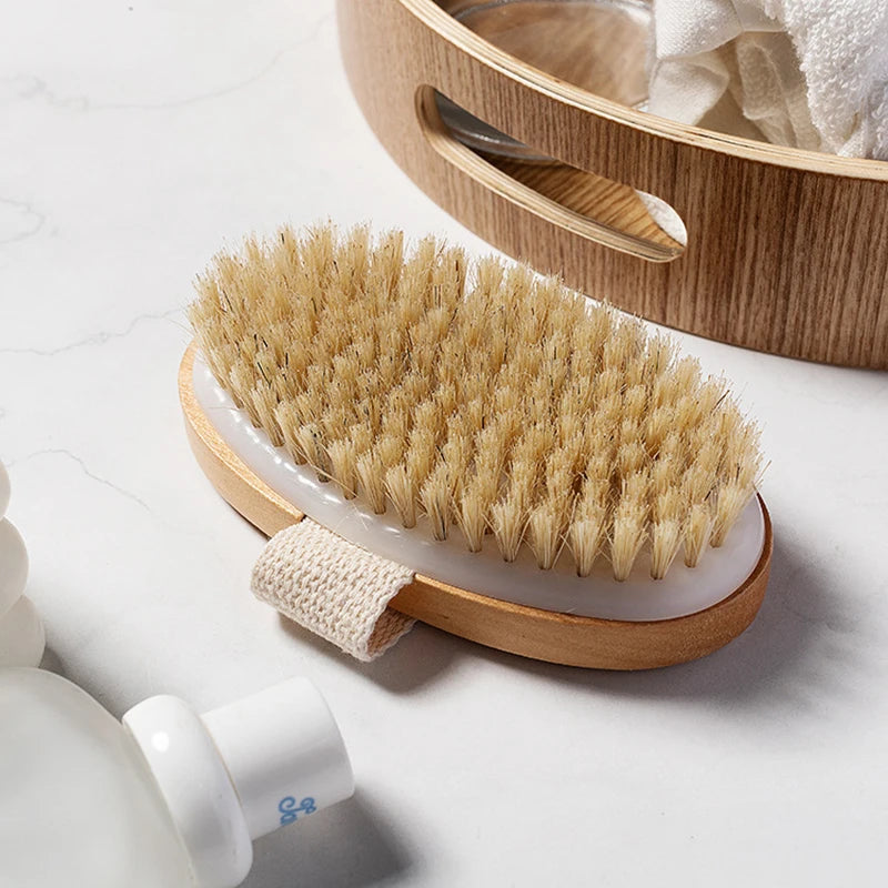 Natural Bristle SPA Brush - Soft Body Massager for Dry Skin