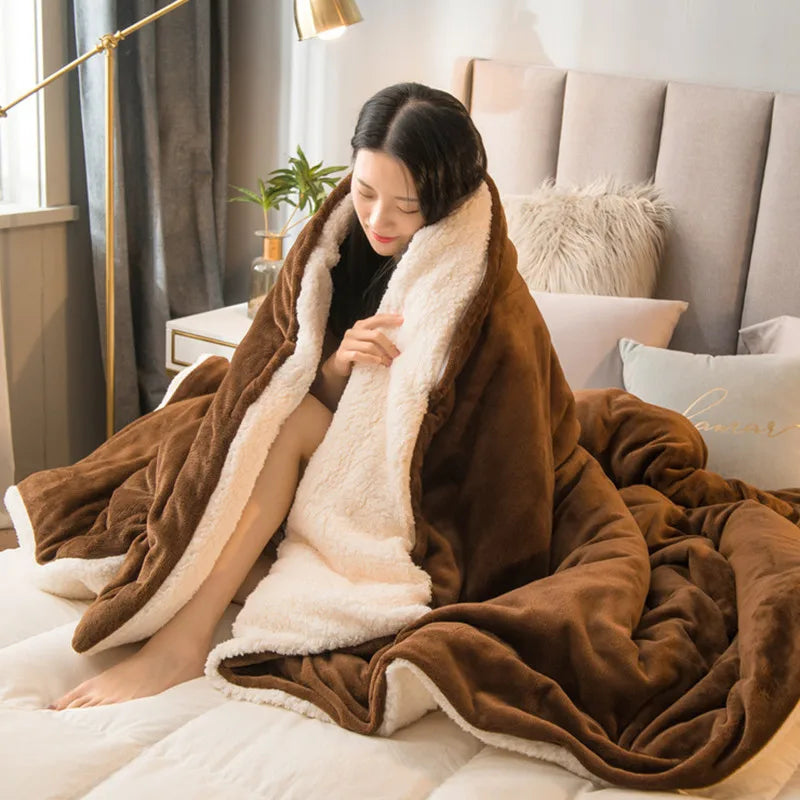 Solid Color Winter Fleece Blanket - Thick, Soft, and Warm