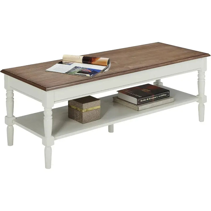 Luxury Coffee Table with Shelf, White