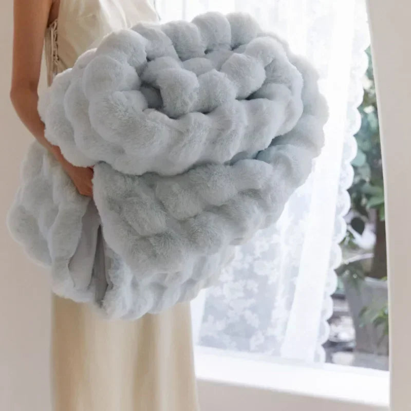 Luxury Imitation Fur Plush Blanket - Warm Fluffy Throw