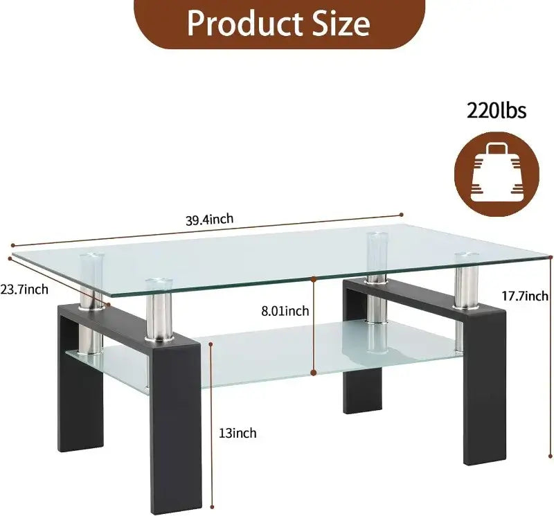 2-Tier Modern Side Coffee Table for Living Room