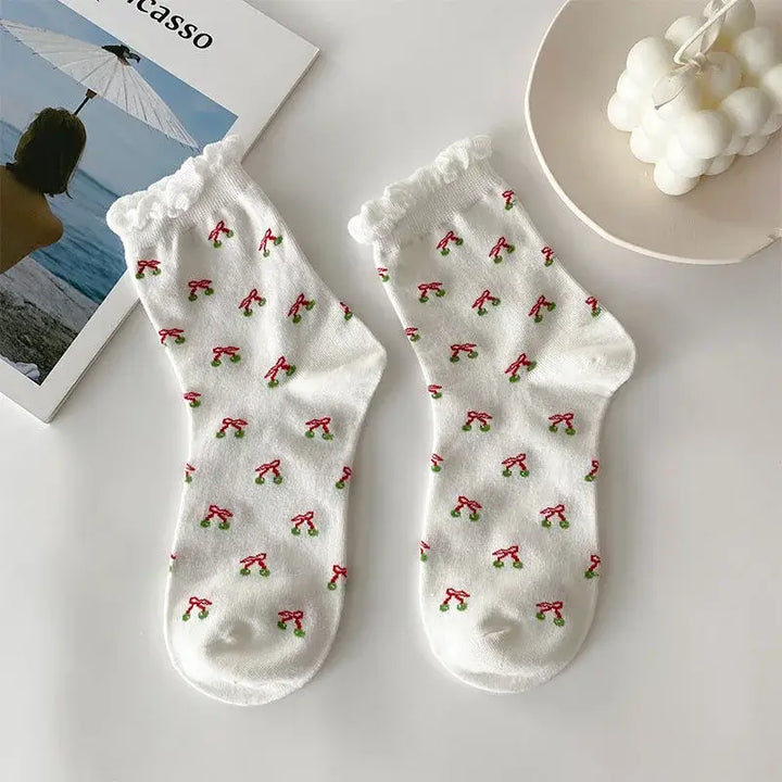 Cute White Women Cotton Socks