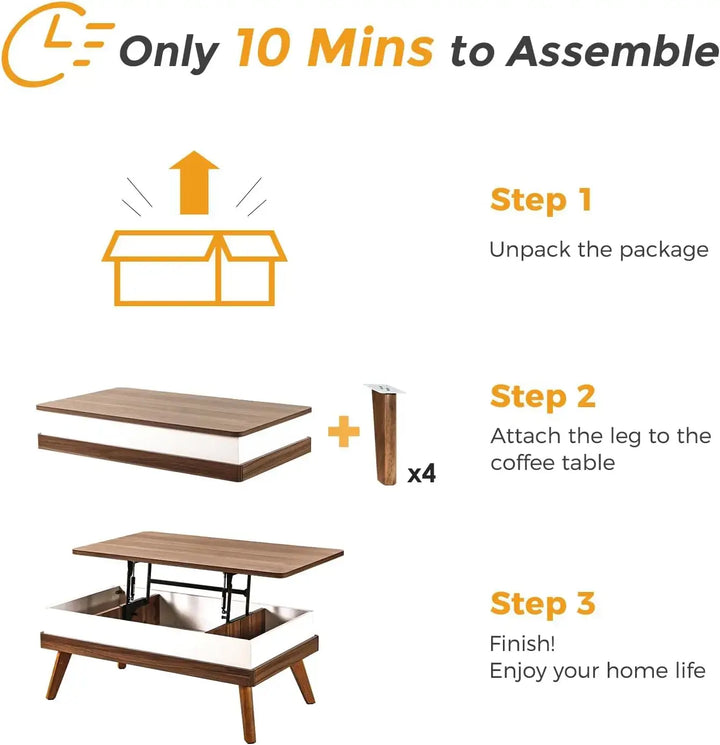 Easy-to-Assembly Center Table with Hidden Storage Compartment