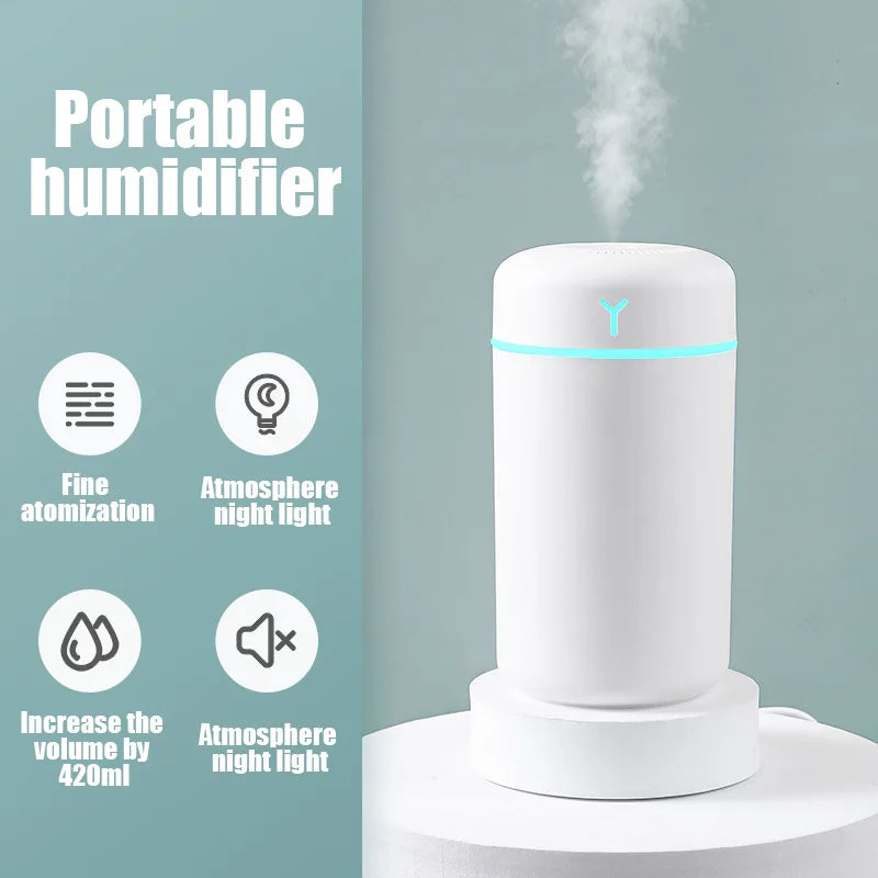 Portable USB Air Humidifier & Aroma Diffuser with Night Light