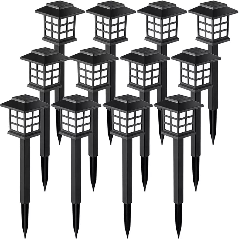 Set of 12 Black Solar Powered Integrated LED Pathway Light Pack