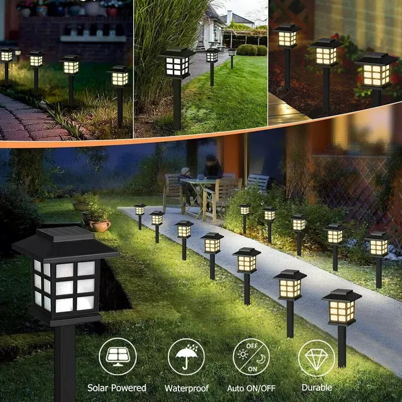 Set of 12 Black Solar Powered Integrated LED Pathway Light Pack